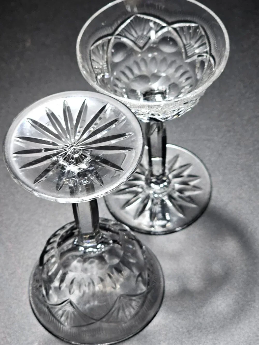 2 Vintage Bohemian Cut Crystal Cordial Glass 2oz Liqueur Stemware Elegant Barwar